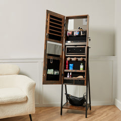 Dark Wood Cabinet Mirror Brown