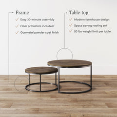 Round Nesting Coffee Table Set